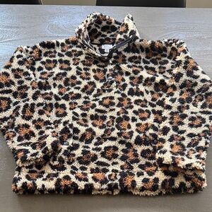J. Crew Leopard Print “Vintage Fleece”, size S